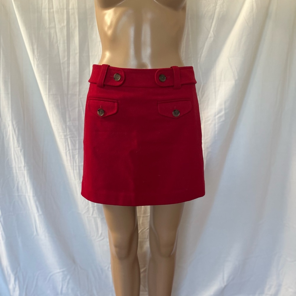 J Crew Wool Mini Skirt with Removable Belt Accent and Accent Buttons 2/29
